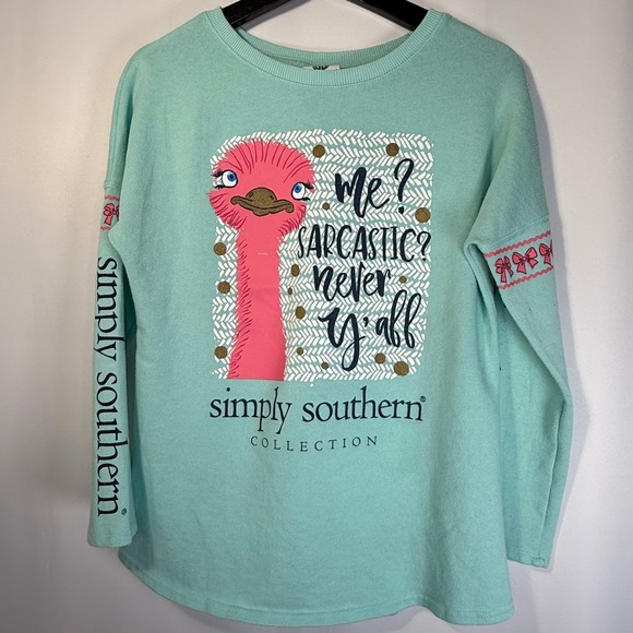 Simply Southern Graphic shirt‎ Ostrich Sarcastic Never Y'all Small - Picture 1 of 5